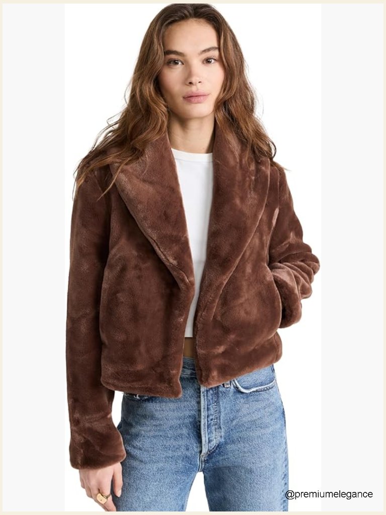 Faux Fur Martini Jacket Long Sleeve Trench Style